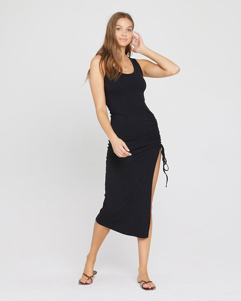 Black Textured Midi Dress