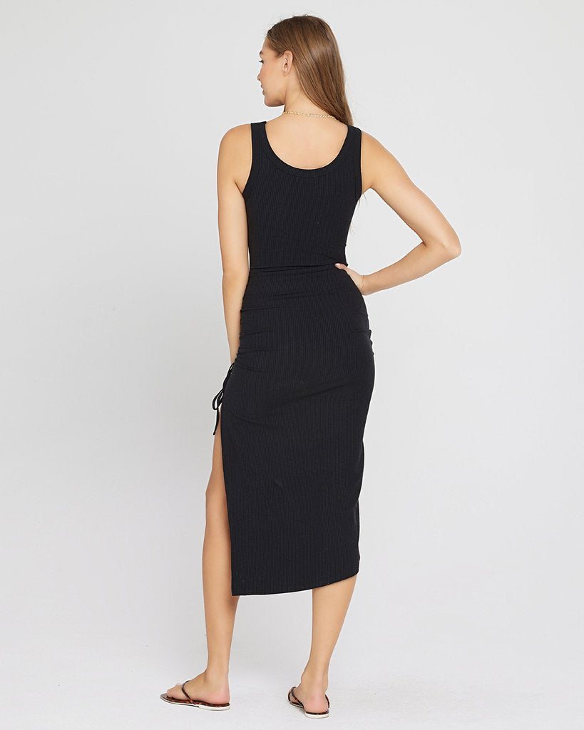 Black Textured Midi Dress