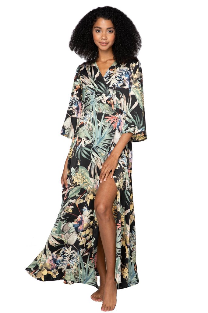 Jungle printed maxi wrap dress