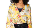 Tie Wrap Top in tropical yellow print