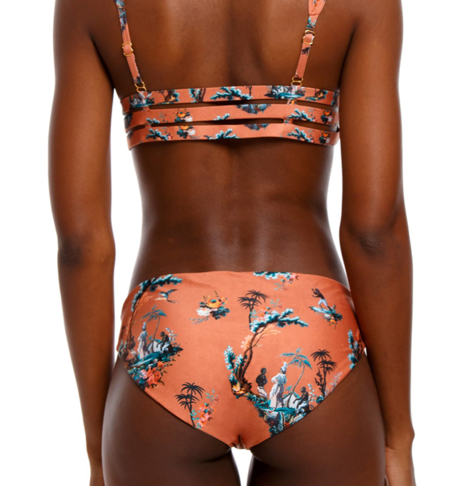 Rust Colored Tropical Print Triangle Top