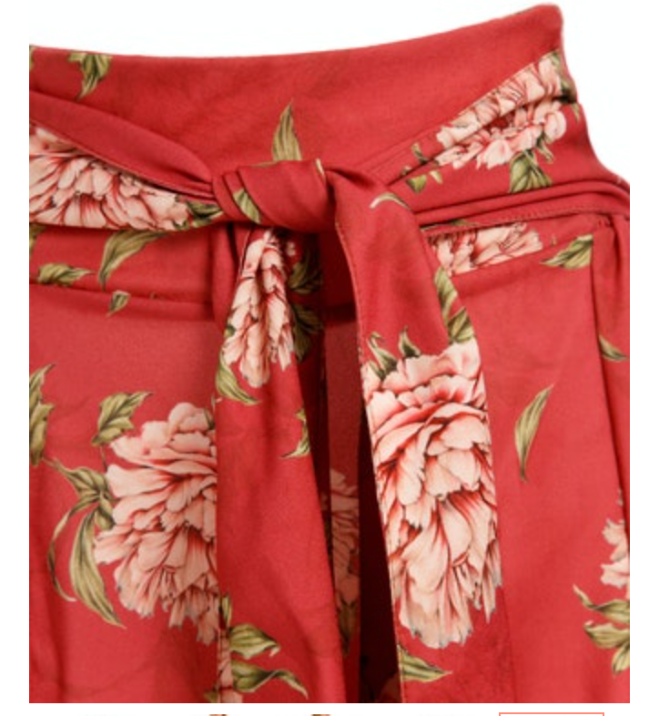 Red Flower Print Pants