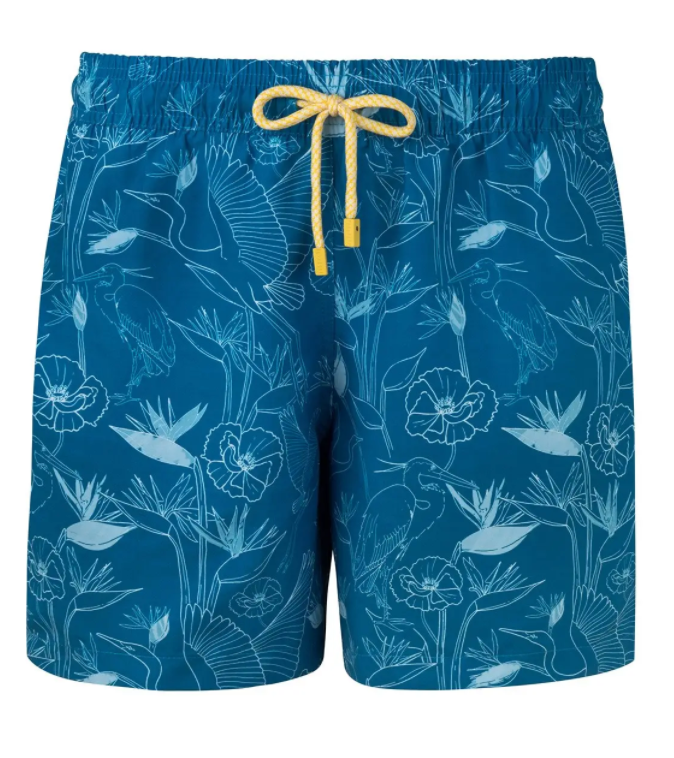 Blue Printed Swim Trunks