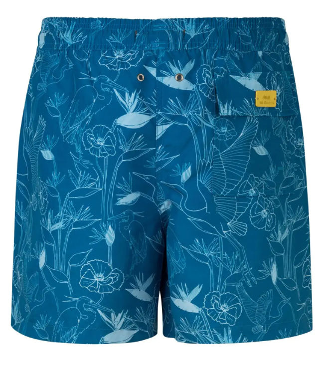 Blue Printed Swim Trunks