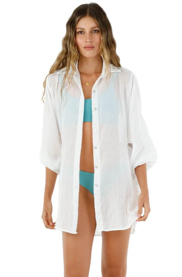 White Beach Coverup Shirt