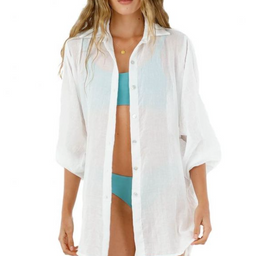 White Beach Coverup Shirt