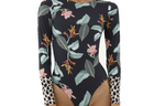 Long Sleeve Tropical Print One Piece