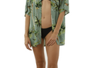 Tropical Print Button Down Coverup Shirt