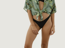 Tropical Print Button Down Coverup Shirt