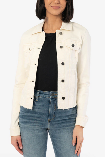 White Cropped Denim Jacket 