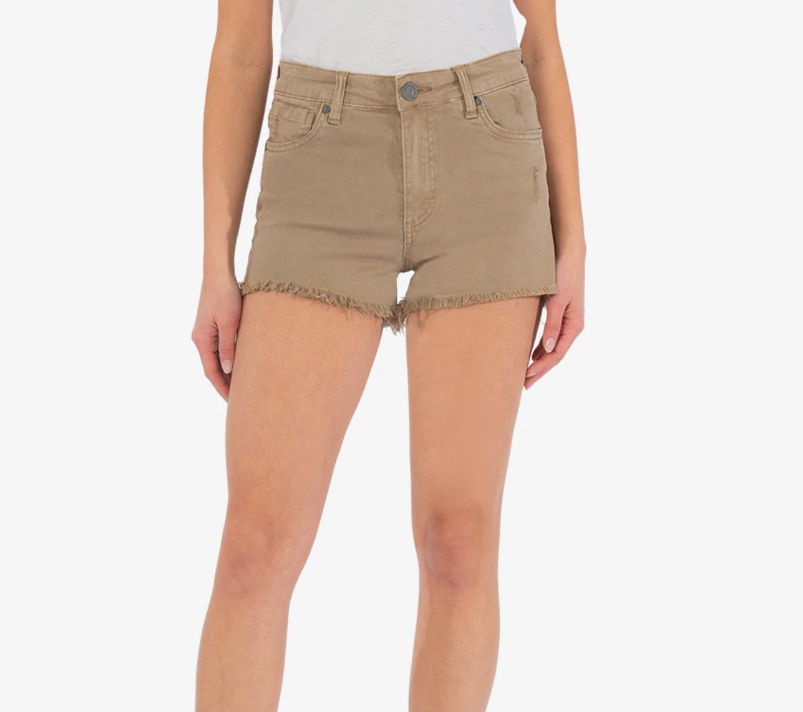 Taupe Frayed Jean Cutoff Short