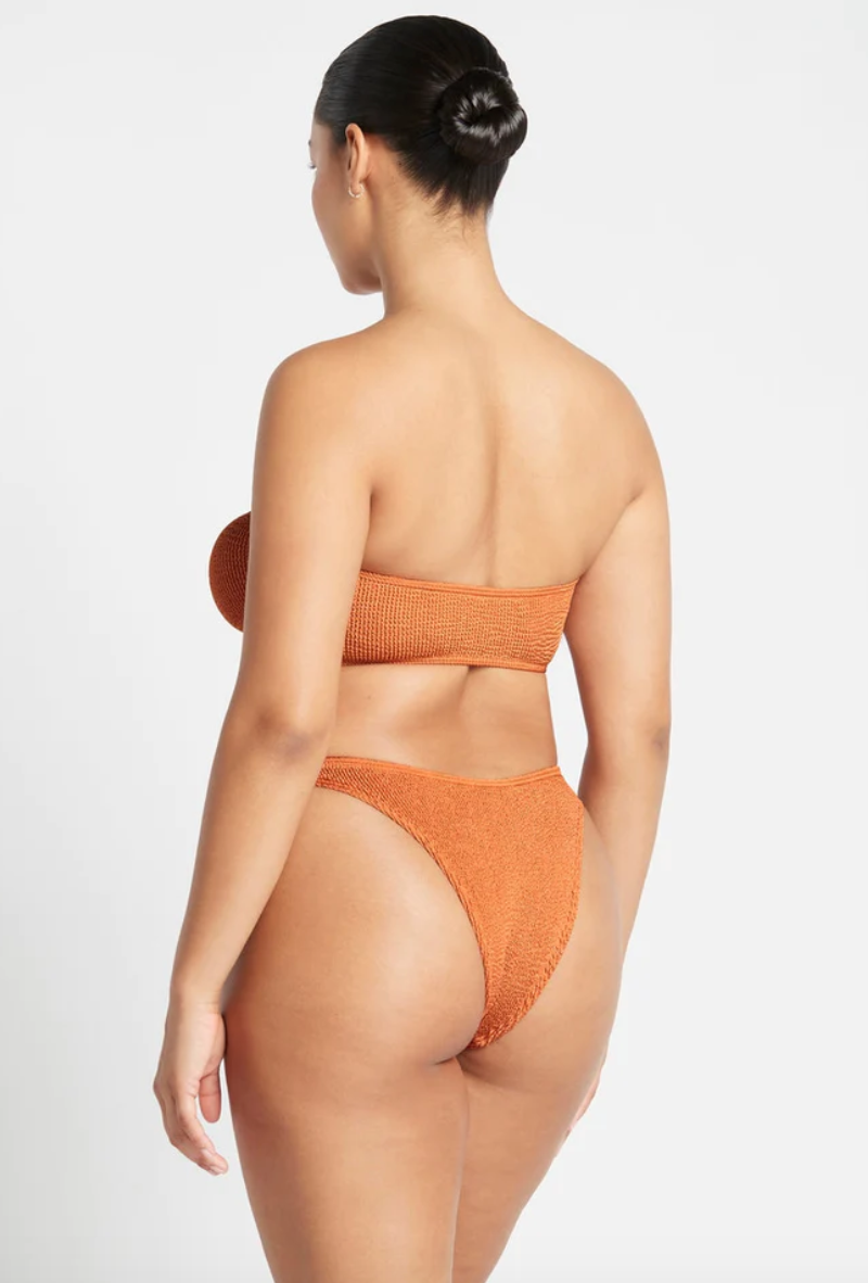Strapless Burnt Orange Bandeau Bikini Top