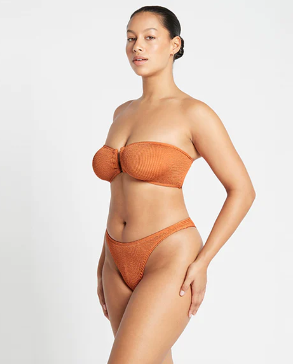 Strapless Burnt Orange Bandeau Bikini Top