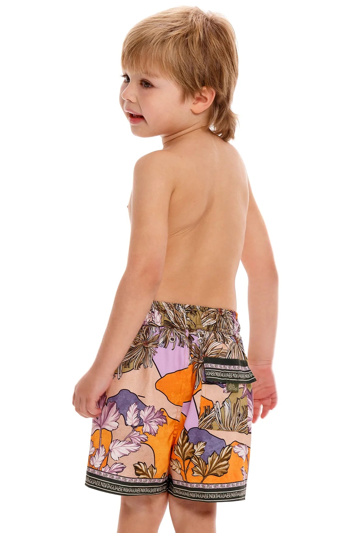 Kid's Tropical Print Swim Trunks