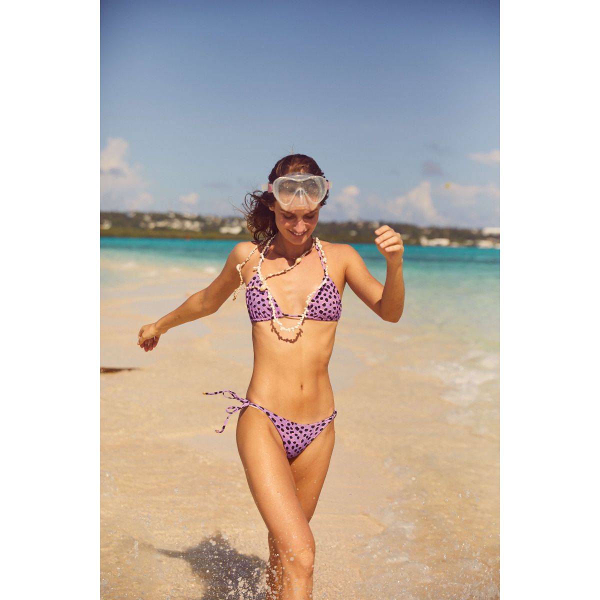 Purple Animal Print Ruched Bikini Bottom