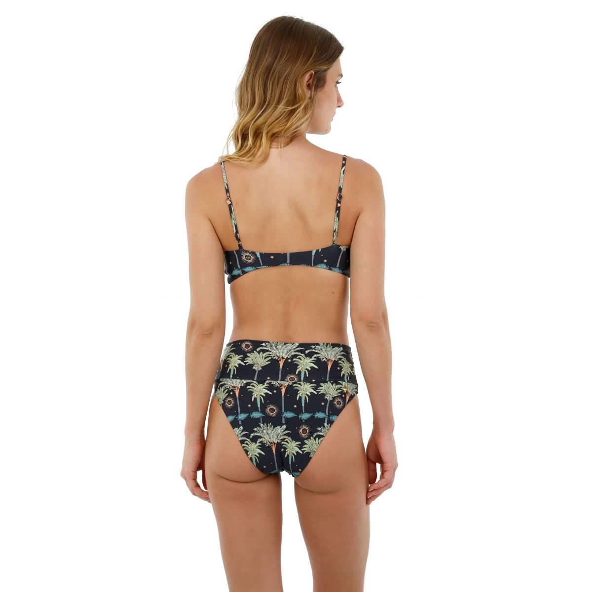 Reversible Print To Black High Waist Bikini Bottom