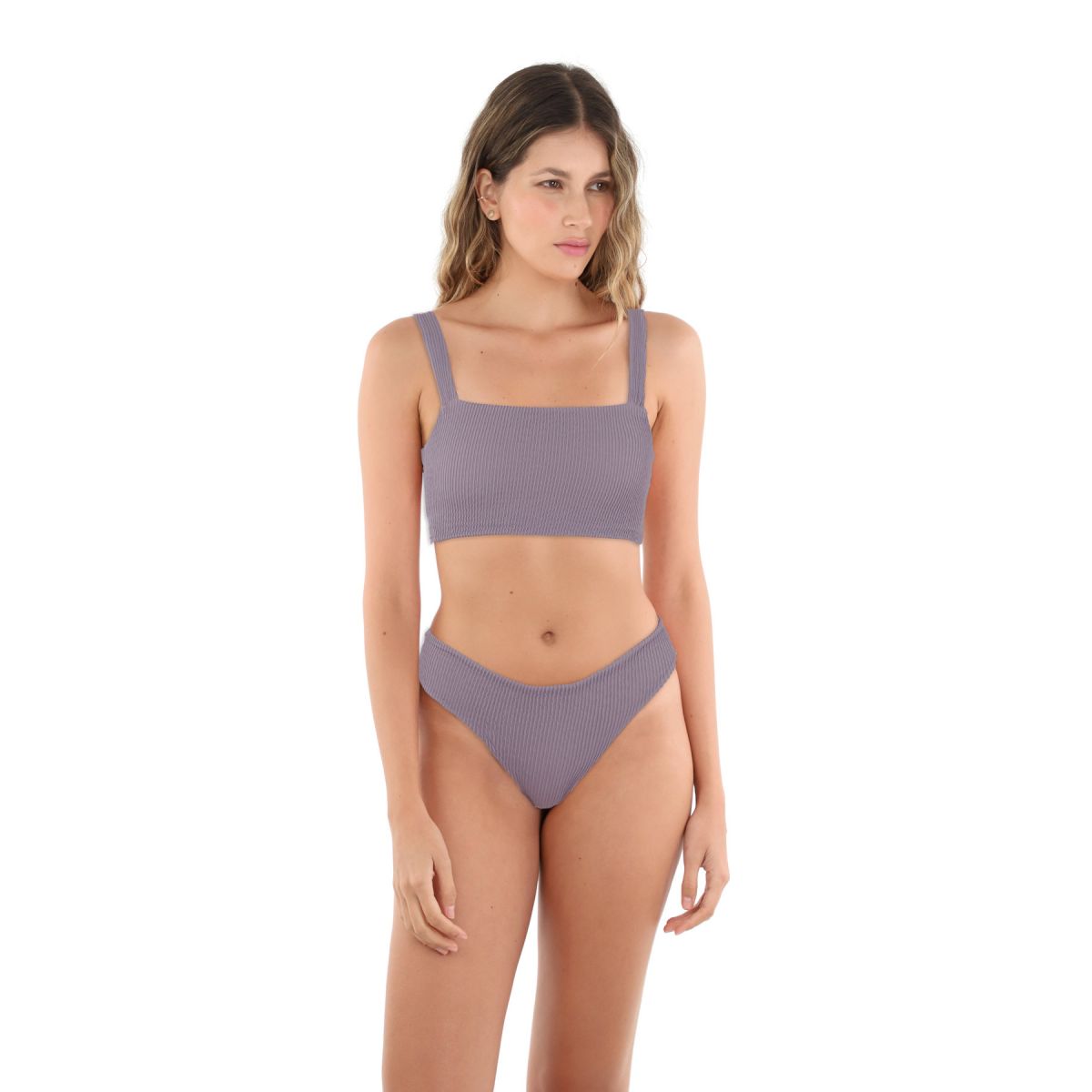 Textured Violet Gray Bikini Bottom