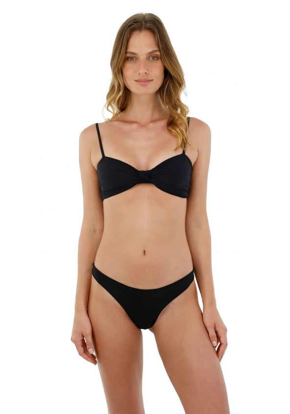 Black Knotted Front Bikini Top