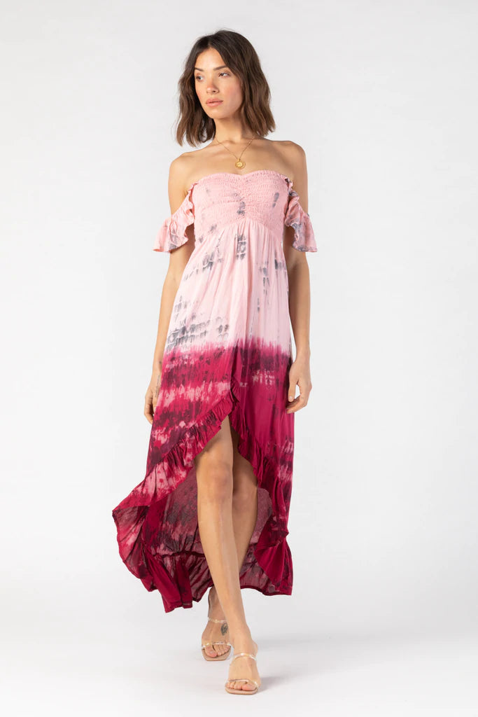 Flowy Ruffled Tie-Dye Maxi Dress 