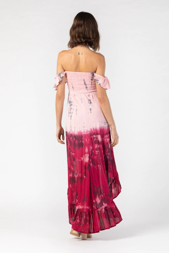 Flowy Ruffled Tie-Dye Maxi Dress 