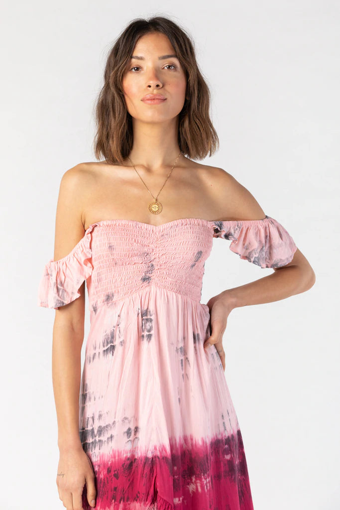 Flowy Ruffled Tie-Dye Maxi Dress 