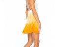 White to orange fade short dress with cowl neck