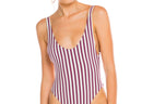 Purple and white striped one piece