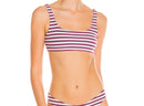 Sporty purple and white striped top