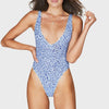 Blue leopard mesh one piece