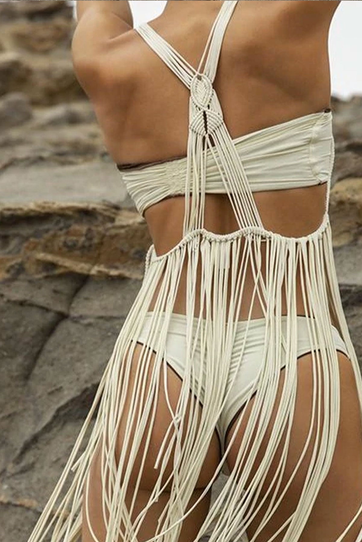 White Macrame Cover Up
