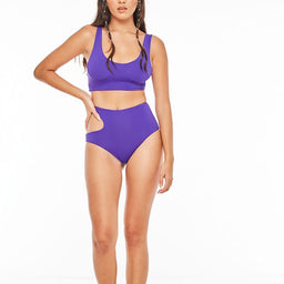 Purple Cut Out Side Bikini Bottom