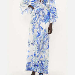 Embellished kimono style kaftan dress