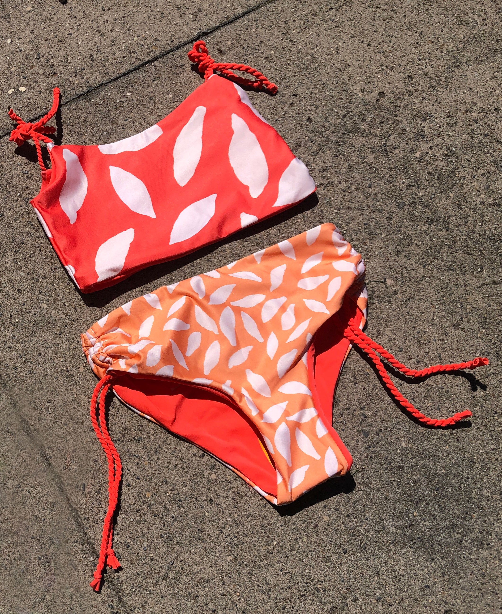 orange two piece kids swimsuit