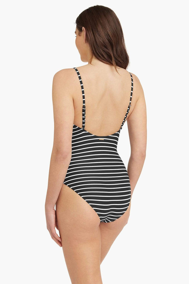 Lace Up Striped One Piece
