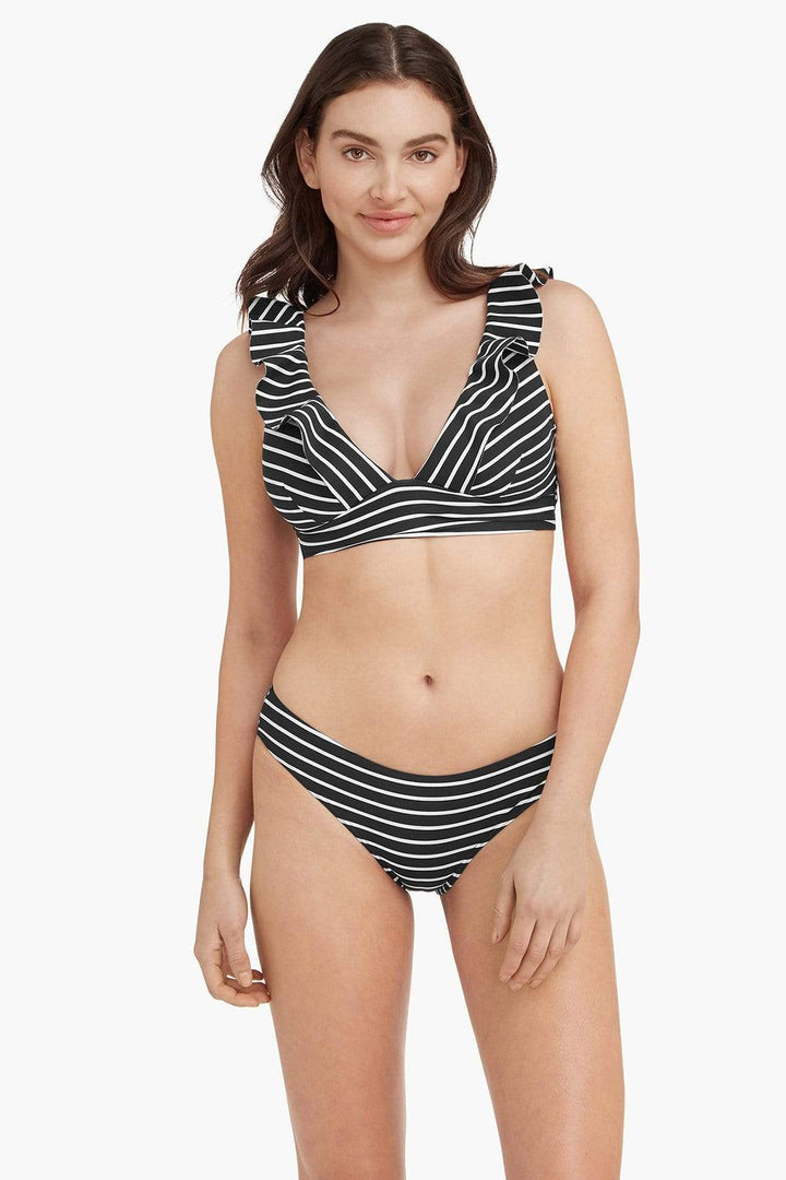 Striped Ruffled Sporty Bikini Top