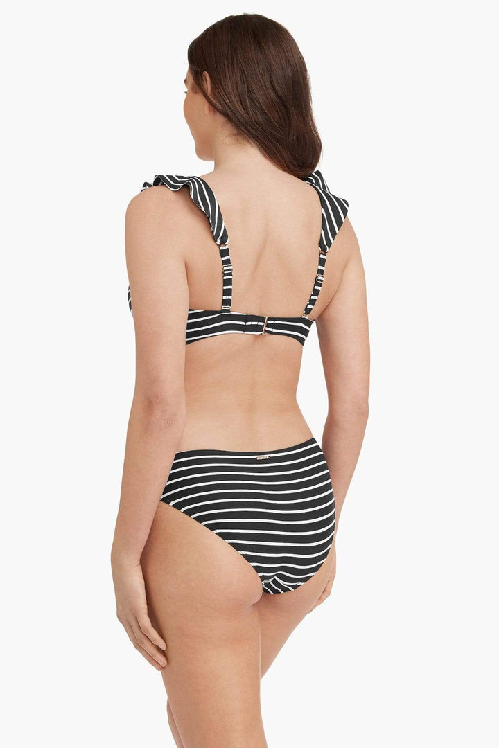 Striped Ruffled Sporty Bikini Top