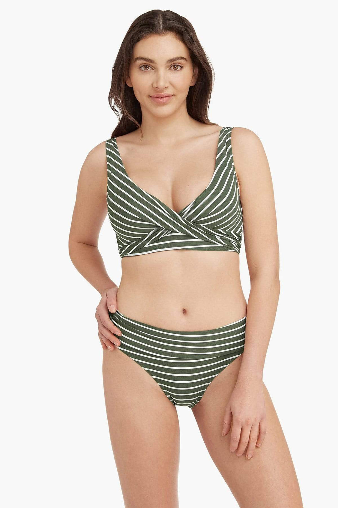 Striped Cross Front Bikini Top
