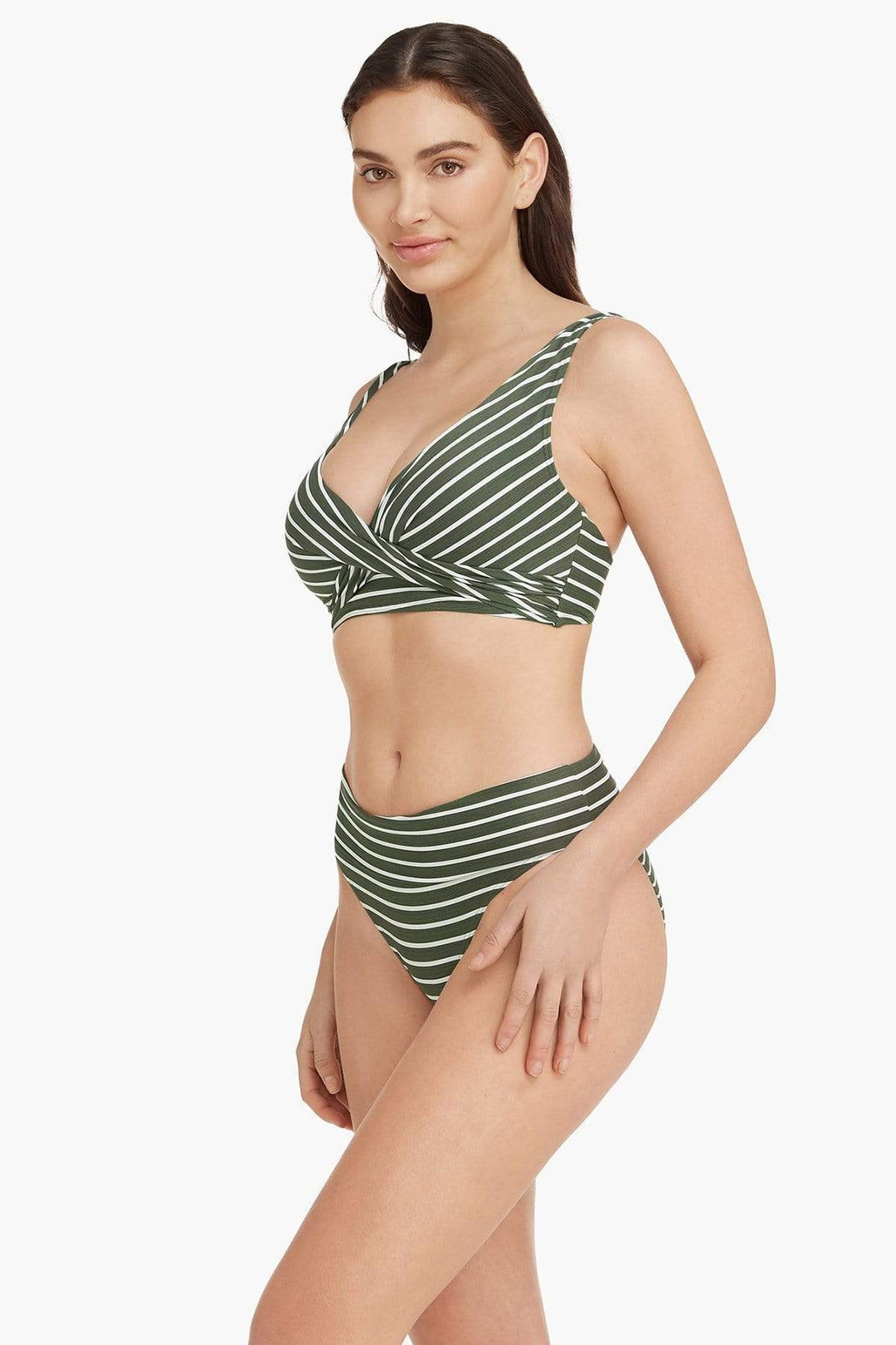 Striped Cross Front Bikini Top