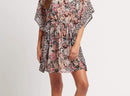 Floral Print Mesh Kaftan