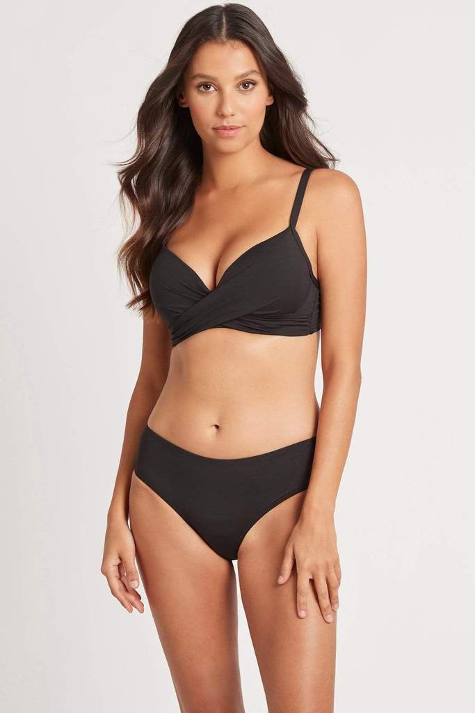 Black Full Coverage Hipster Bikini Bottom