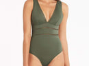 Dark Green Plunging One Piece 