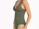 Dark Green Plunging One Piece 