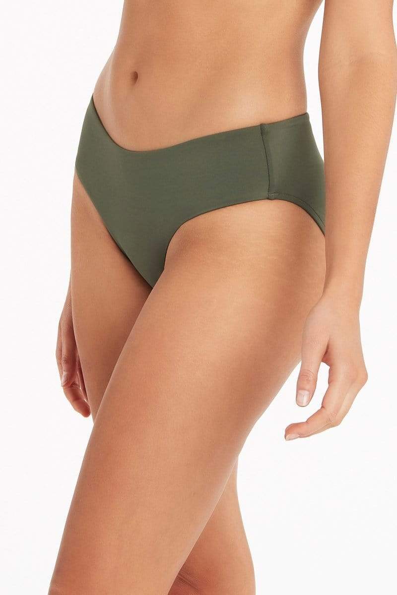 Dark Green Full Coverage Hipster Bikini Bottom