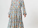 Bright Long Sleeve Abstract Print Maxi Dress