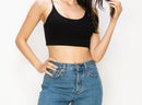 Black Ribbed Low Back Crop Top