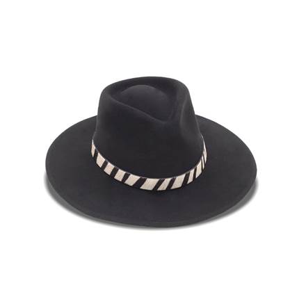Black felt hat with zebra print band