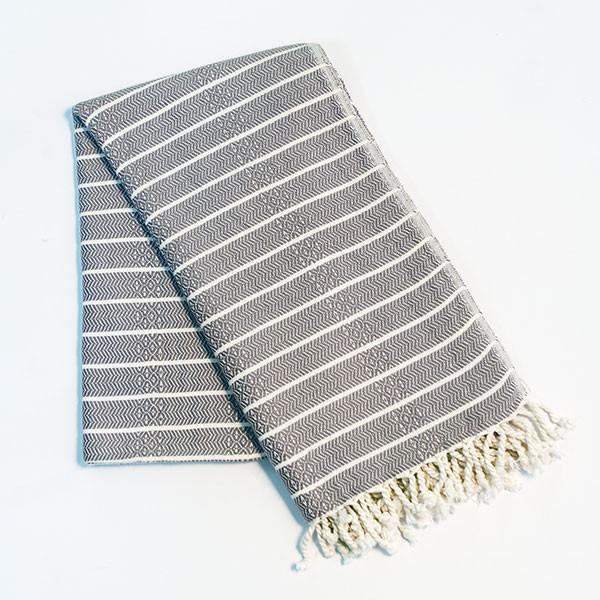 Grey striped turkish towel