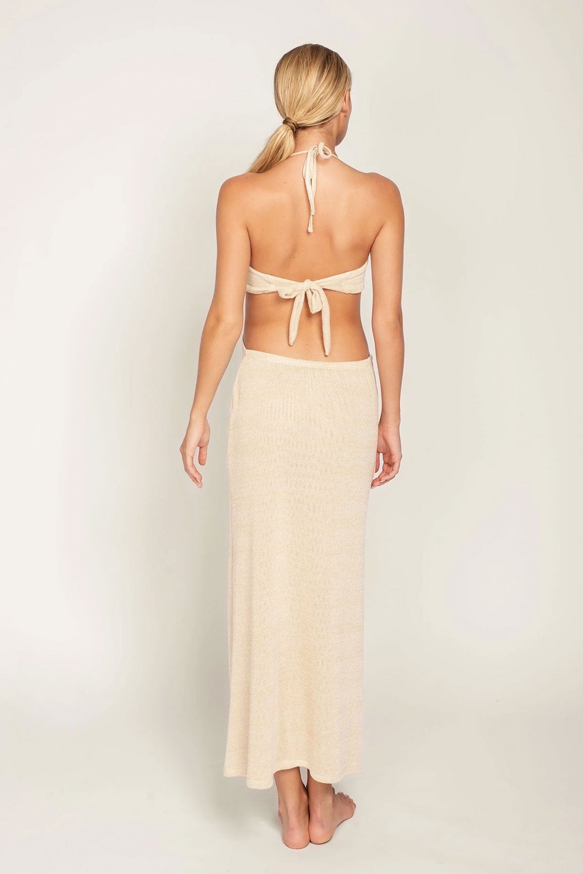 triangle top maxi dress with cut out sides