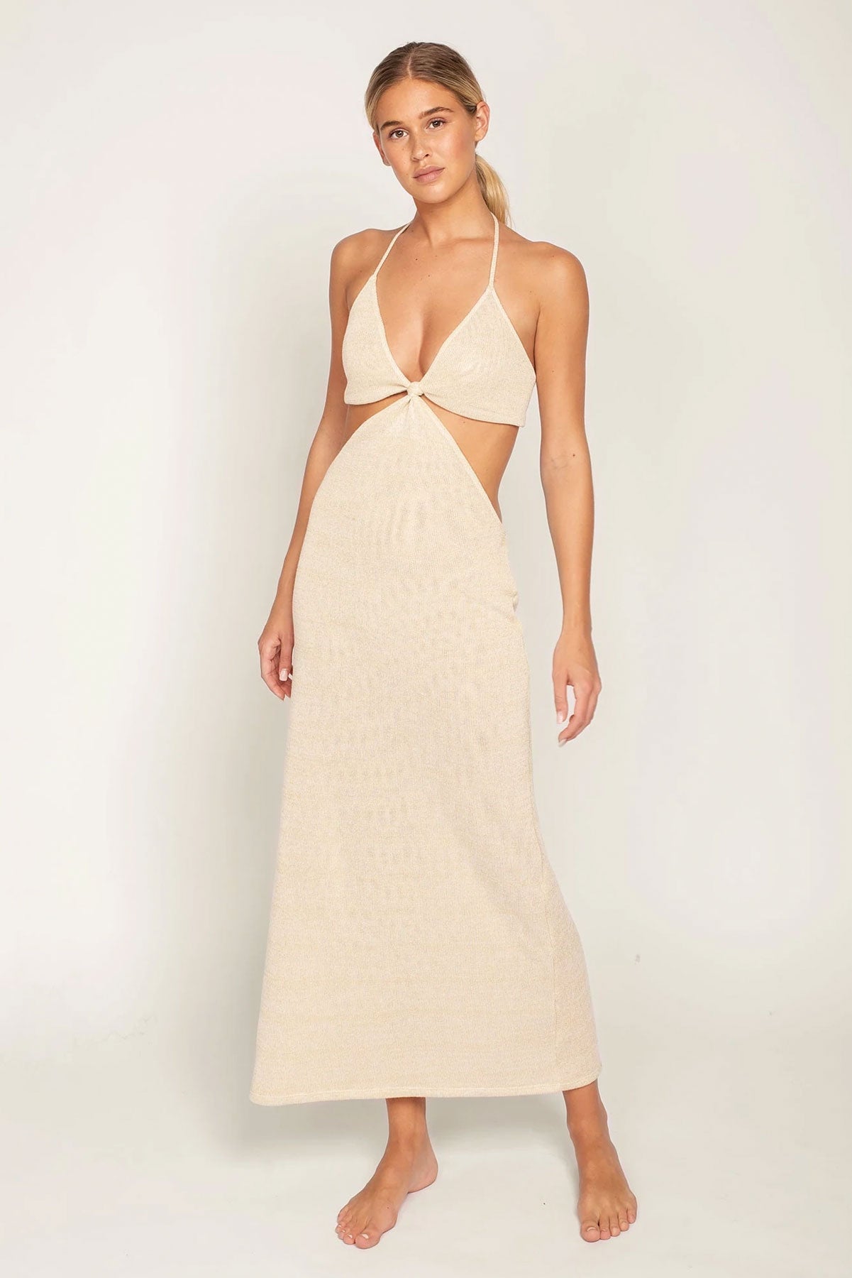 triangle top maxi dress with cut out sides