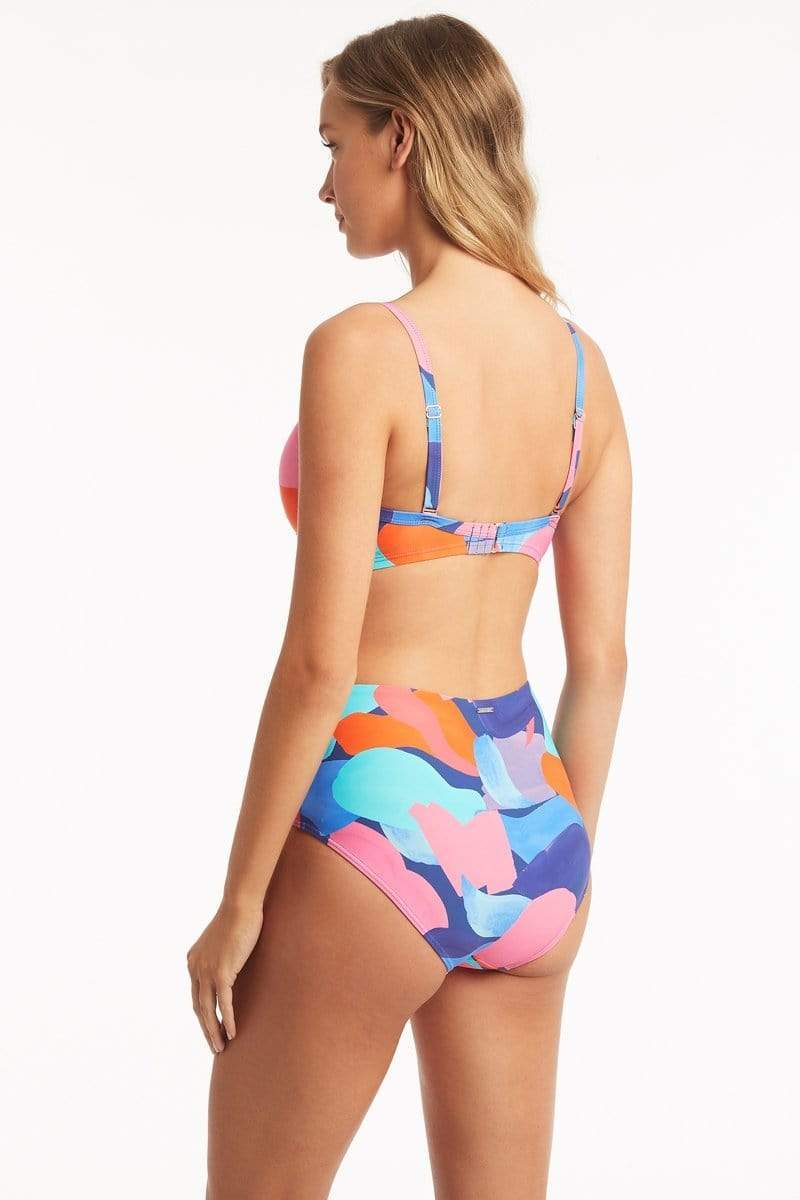 Printed Cross Front Moulded Underwire Bikini Top - Xandra Swimwear